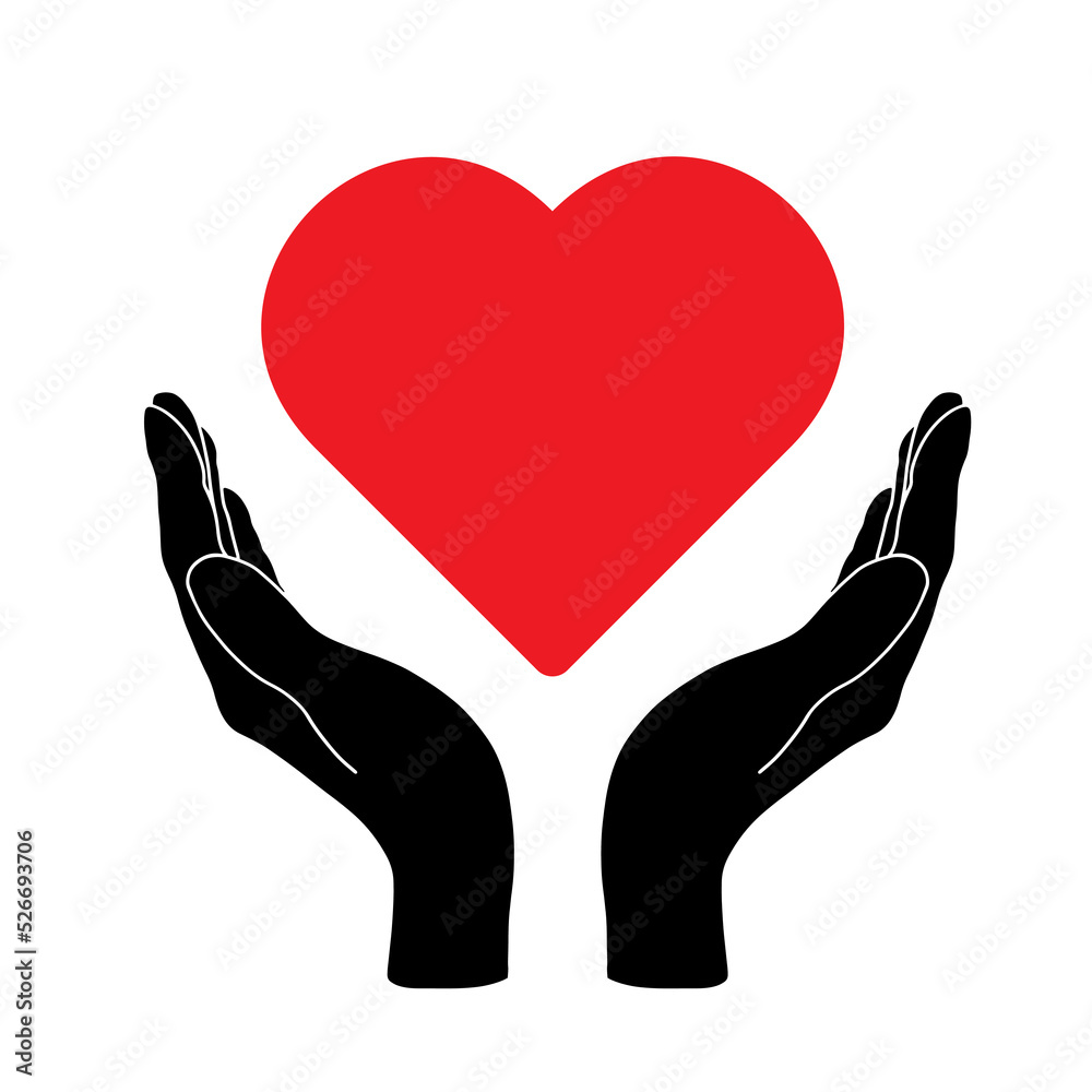 Hands holding heart vector icon. Health care and care vector illustration isolated on white background. Hands holding heart vector icon. Health care and care vector illustration isolated on white background.