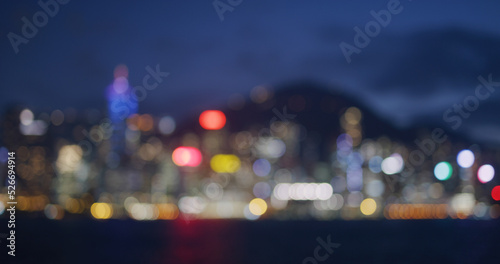 Canvas Print Blur view of Hong Kong city night