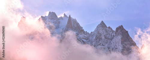 Colorful French Alps mountains, France, banner