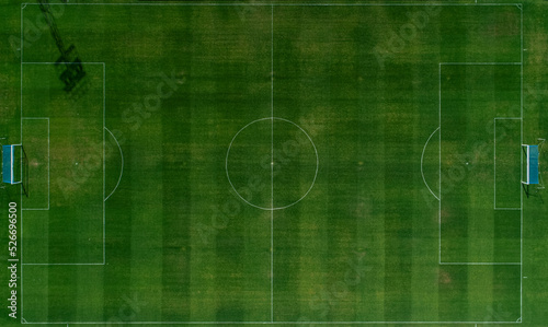 zenithal aerial view of a natural grass soccer ground photo