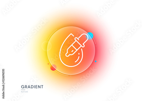 Eye drops line icon. Gradient blur button with glassmorphism. Oculist clinic sign. Optometry vision symbol. Transparent glass design. Eye drops line icon. Vector