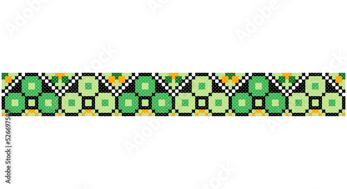 Embroidered good like old handmade cross-stitch ethnic Ukraine pattern. Ukrainian towel ornament, rushnyk called, vector.