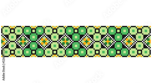 Embroidered good like old handmade cross-stitch ethnic Ukraine pattern. Ukrainian towel ornament, rushnyk called, vector.