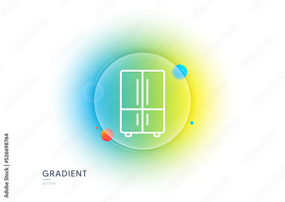 Two-chamber refrigerator line icon. Gradient blur button with glassmorphism. Fridge sign. Freezer storage symbol. Transparent glass design. Refrigerator line icon. Vector Two-chamber refrigerator line icon. Gradient blur button with glassmorphism. Fridge sign. Freezer storage symbol. Transparent glass design. Refrigerator line icon. Vector