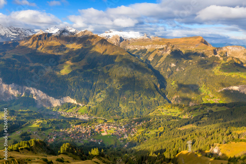 Lauterbrunnen valley, village in Swiss Alps, Switzerland