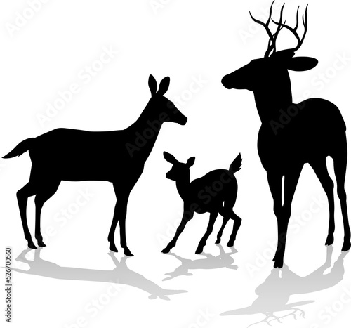 Silhouette Deer Family