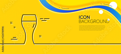 Beer glass line icon. Abstract yellow background. Pub Craft beer sign. Brewery beverage symbol. Minimal beer glass line icon. Wave banner concept. Vector