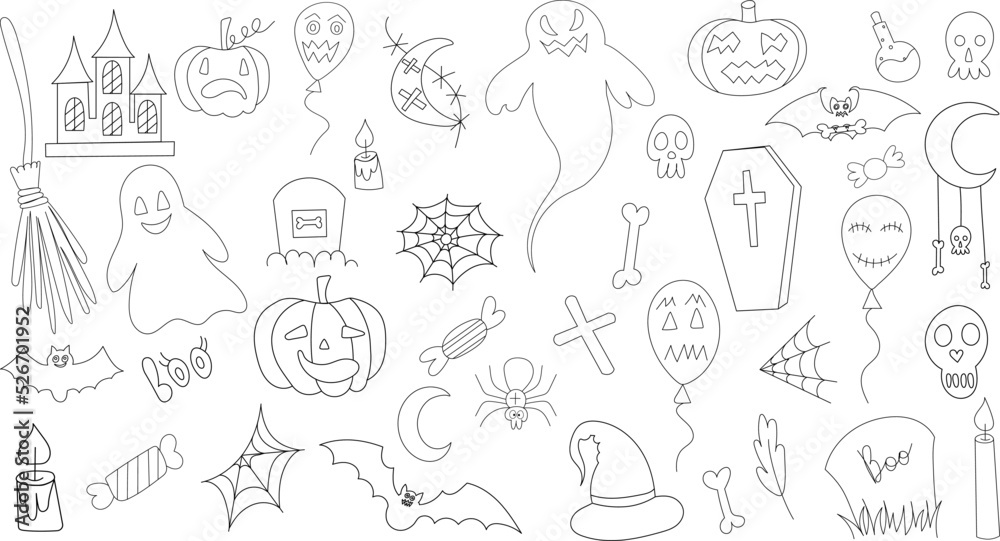 Doodle halloween sketch,outline vector, isolated