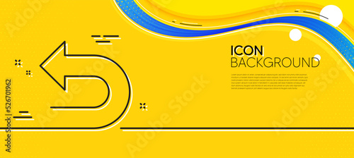 Undo arrow line icon. Abstract yellow background. Left turn direction symbol. Navigation pointer sign. Minimal undo line icon. Wave banner concept. Vector