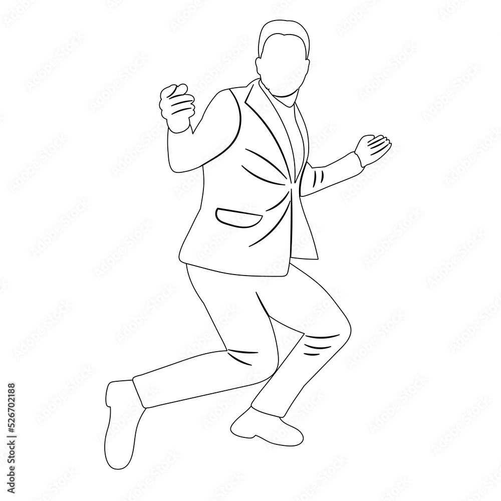 man dancing sketch, contour vector man dancing sketch, contour vector