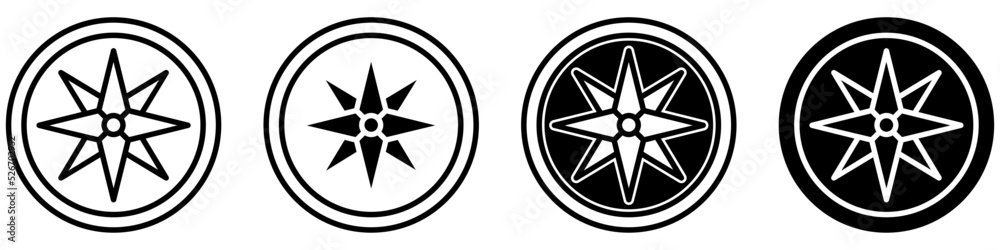 Compass icon vector set adventure illustration sign collection. Hike symbol or logo.