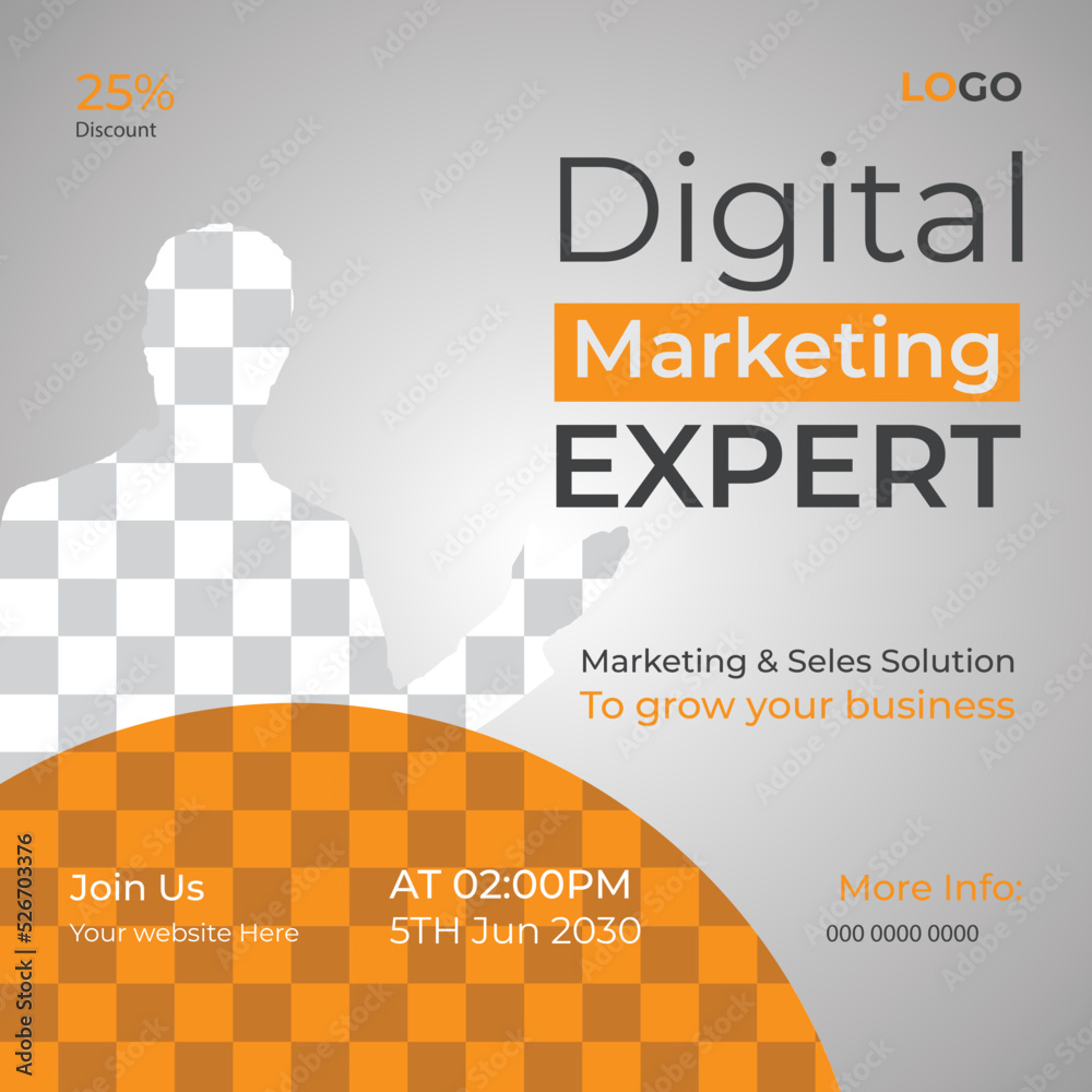 Fototapeta premium Social media marketing webinar design live post template