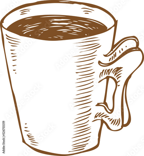 cup of coffee with heart, hand drawn