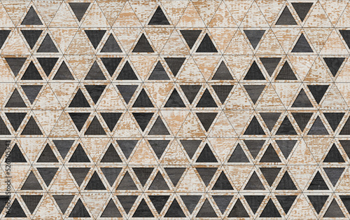 Shabby wooden panel with triangle pattern.