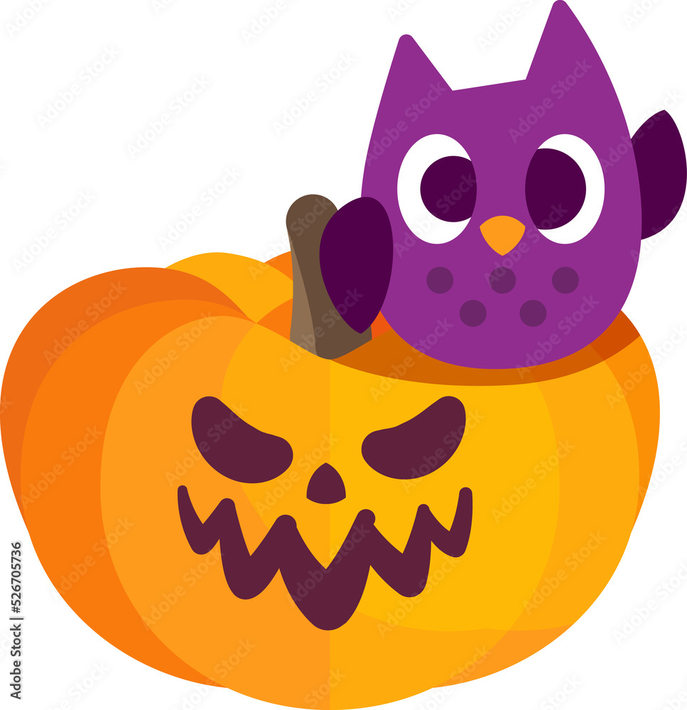 Fototapeta premium jack o lantern pumpkin cartoon flat illustration