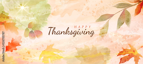 Autumn background for thanksgiving day. Abstract art in a watercolor style.
