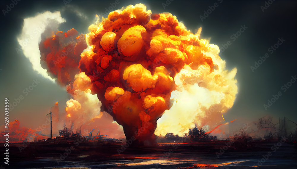 Atomic bomb. Symbol of war, end of the world. Nuclear explosion ...