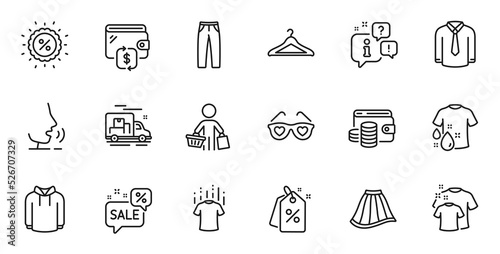 Wallpaper Mural Outline set of Discount, Discount tags and Pants line icons for web application