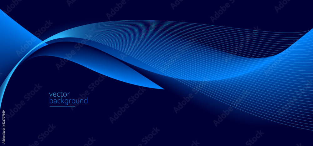 Flowing dark blue curve shape with soft gradient vector abstract background, relaxing and tranquil art, can illustrate health medical or sound of music. Flowing dark blue curve shape with soft gradient vector abstract background, relaxing and tranquil art, can illustrate health medical or sound of music.