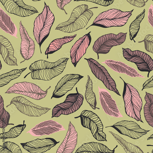 Autumn seamless pattern abstract flowers for textile design.