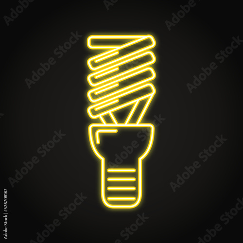 Energy saving light bulb neon icon