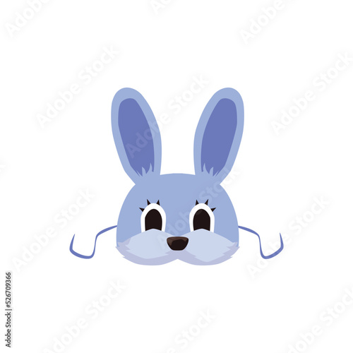 Rabbit or bunny cute children carnival mask flat vector illustration isolated.