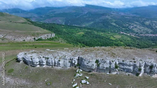 View of the landscape around Alto de la Maza. Between San Martin de las Ollas and Castrillo de Bezana. Merindad de Valdeporres. Las Merindades, Burgos, Castilla y Leon, Spain, Europe photo