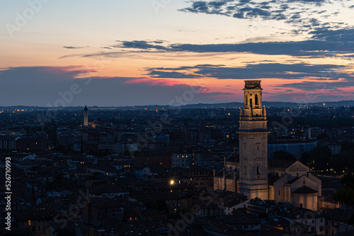 the adige river and verona city at night