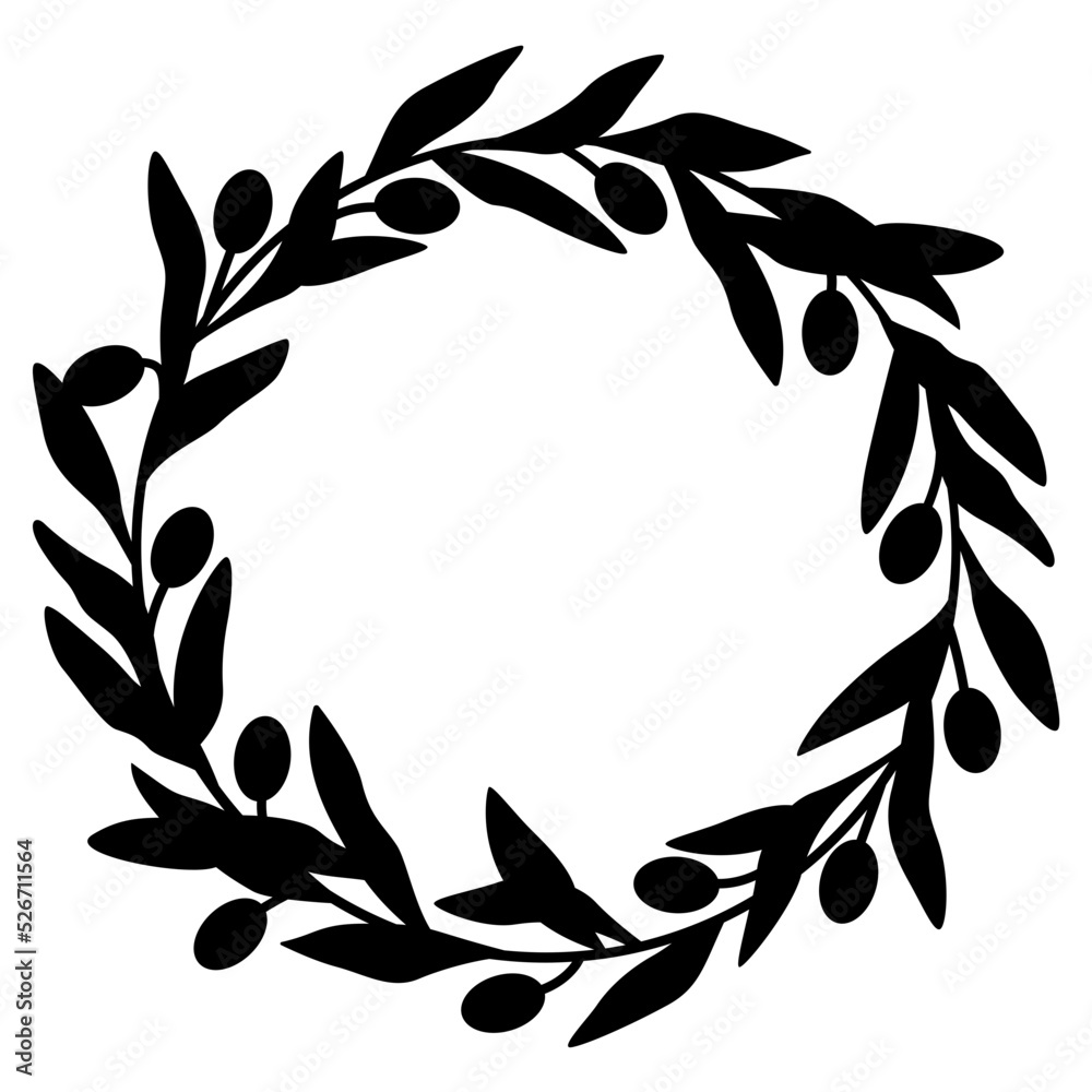 Olive branch wreath svg, Round floral monogram frame Stock Vector ...