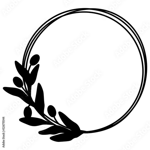 Olive branch wreath svg, Round monogram, Circle frame svg