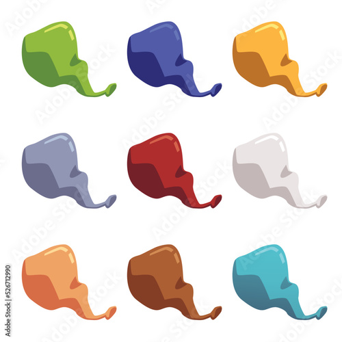 Set of deflated different colors balloons flat style