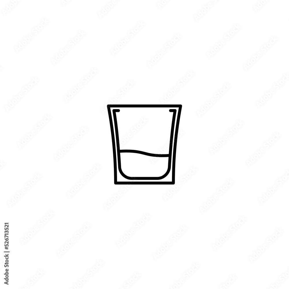 shot glass icon with half filled with water on white background. simple, line, silhouette and clean style. black and white. suitable for symbol, sign, icon or logo shot glass icon with half filled with water on white background. simple, line, silhouette and clean style. black and white. suitable for symbol, sign, icon or logo