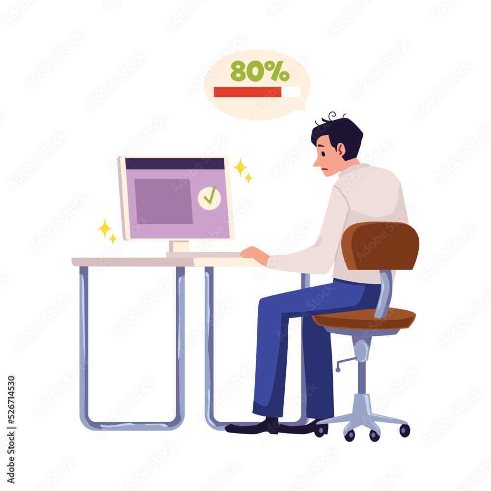 Perfectionist not satisfied with result of work, vector illustration isolated. Perfectionist not satisfied with result of work, vector illustration isolated.