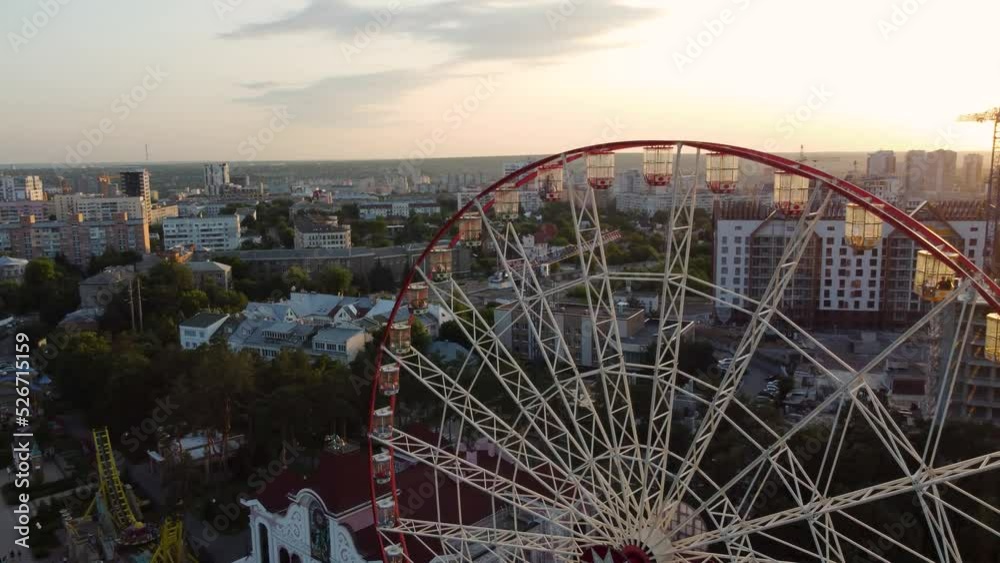 Ferris wheel in central city park, aerial Kharkiv Ferris wheel in central city park, aerial Kharkiv