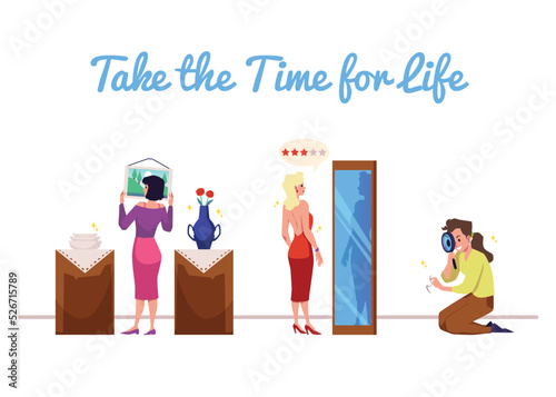 Perfectionism problem obsessive compulsive disorder, flat vector illustration.