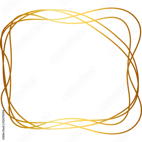Gold line frame or golden outline border illustration. Elegant linear round border. Shine square element. Abstract oval template, decorative framework