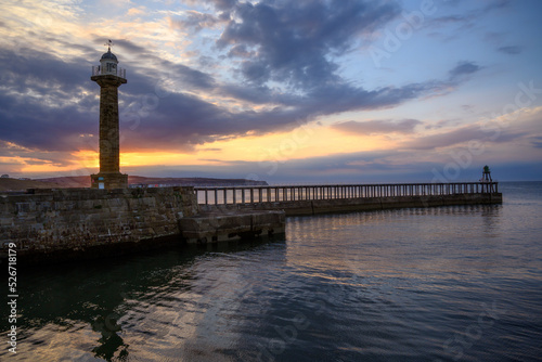 West Lighthouse is a 19th Century lighthouse on a pier in Whitby