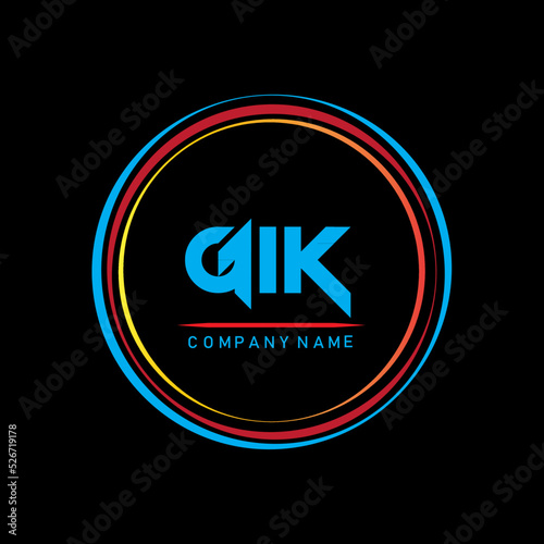 G I K,GIK Logo Design,GIK Letter Logo Design On Black Background,Three Letter Logo Design,GIK Letter Logo Design With Circle Shape,Simple Letter Logo Design photo