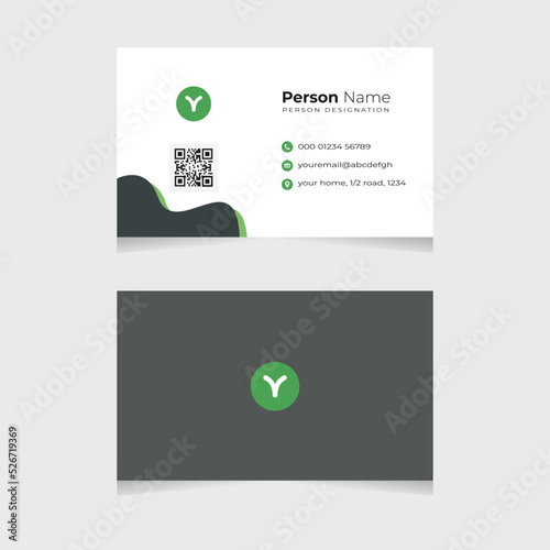 Corporate Minimalist dark and light green business card