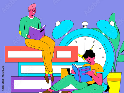 Reading character flat vector concept operation illustration
