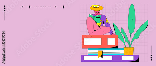 Reading character flat vector concept operation illustration
