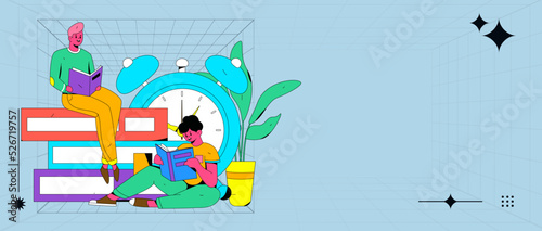 Reading character flat vector concept operation illustration
