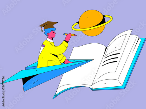 Reading character flat vector concept operation illustration
