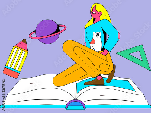 Reading character flat vector concept operation illustration
