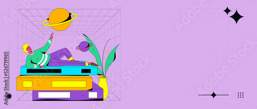 Reading character flat vector concept operation illustration
