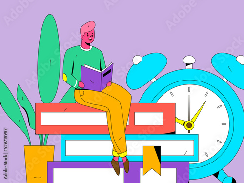 Reading character flat vector concept operation illustration
