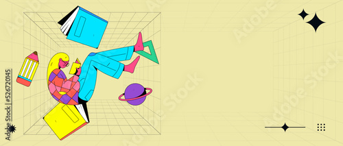 Reading character flat vector concept operation illustration
