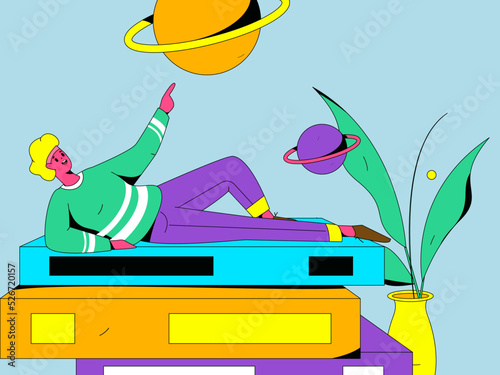 Reading character flat vector concept operation illustration
