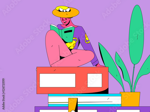 Reading character flat vector concept operation illustration
