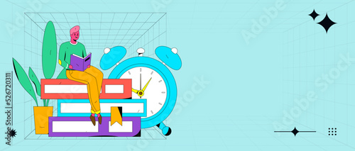 Reading character flat vector concept operation illustration
